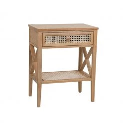 Flash Sale - Habitat Mornington Rattan 1 Drawer Bedside Table Oak Bedside Tables