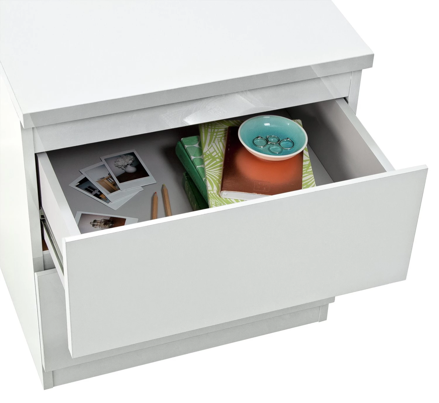 Free Shipping - Habitat Jenson Gloss 2 Bedside Tables Set White Grey Furniture 6 Free Shipping - Habitat Jenson Gloss 2 Bedside Tables Set White Grey Furniture - Image 6