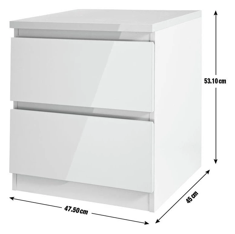 Free Shipping - Habitat Jenson Gloss 2 Bedside Tables Set White Grey Furniture 7 Free Shipping - Habitat Jenson Gloss 2 Bedside Tables Set White Grey Furniture - Image 7