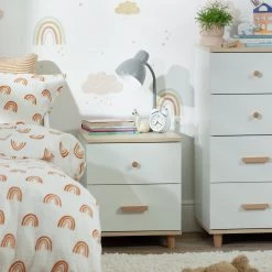 Best Price - Habitat Kids Melby 2 Drawer Bedside Table White And Acacia Bedside Tables
