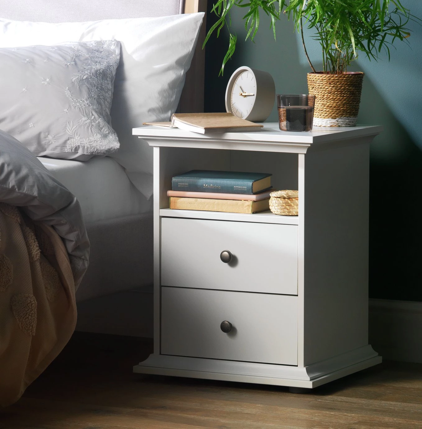 Best Price - Habitat Heathland 2 Drawer Bedside Table White Furniture 2 Best Price - Habitat Heathland 2 Drawer Bedside Table White Furniture - Image 2