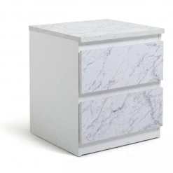 Free Shipping - Habitat Jenson 2 Drawer Marble Bedside Table White Furniture