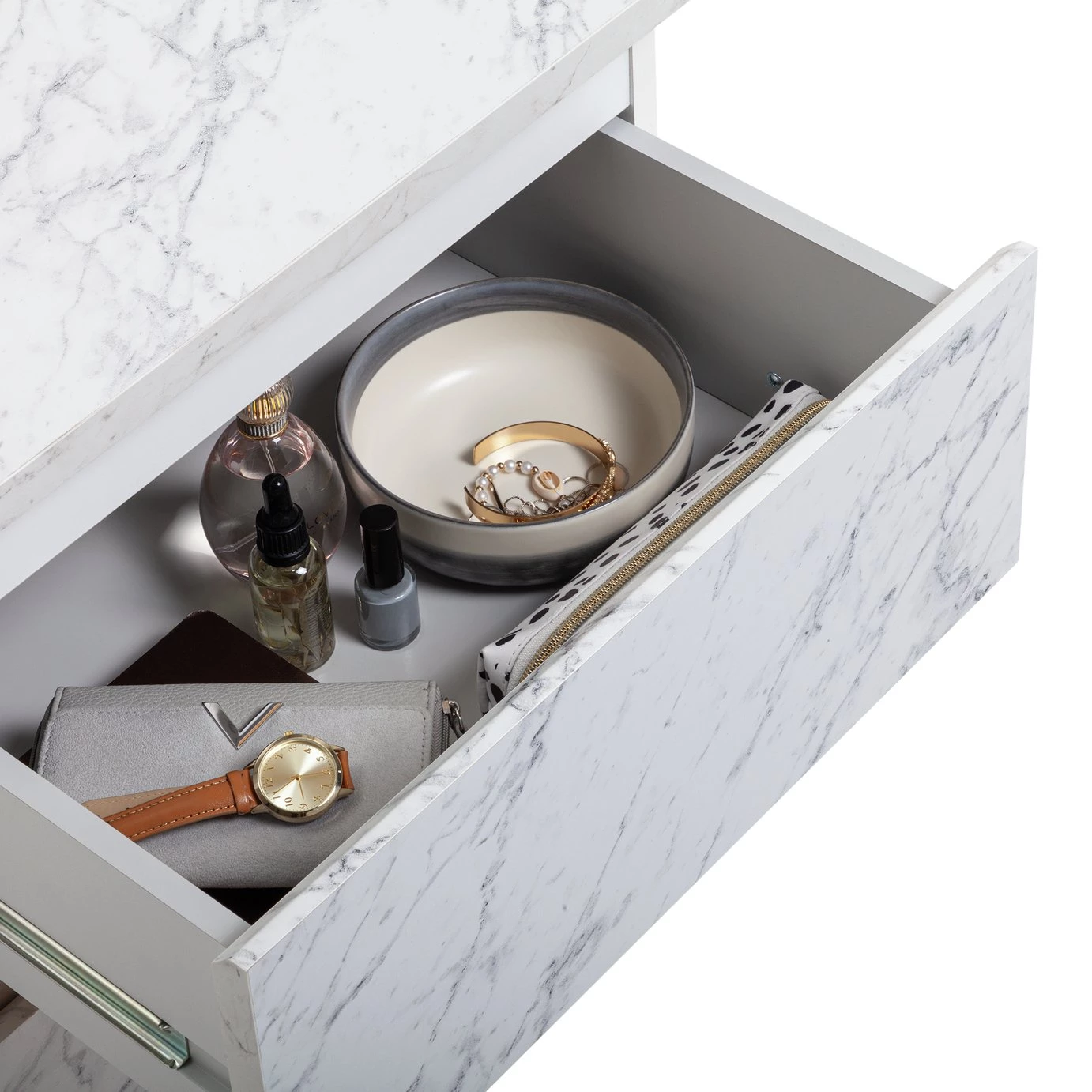 Free Shipping - Habitat Jenson 2 Drawer Marble Bedside Table White Furniture 3 Free Shipping - Habitat Jenson 2 Drawer Marble Bedside Table White Furniture - Image 3