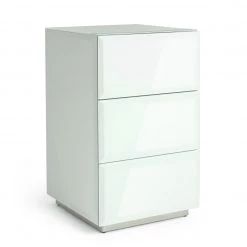 On Sale - Habitat Mayfair 3 Drawer Bedside Table White Glass Furniture