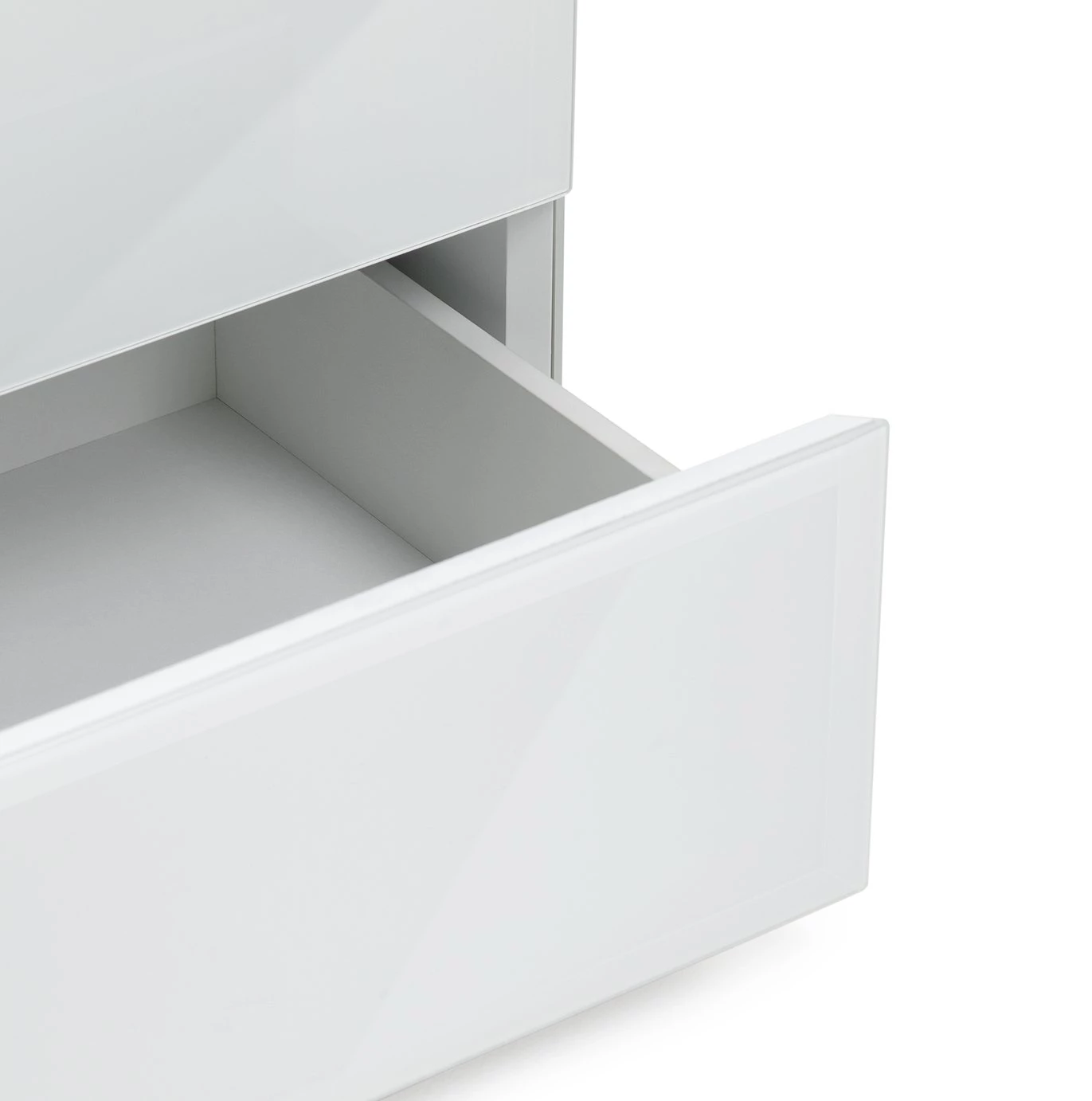 On Sale - Habitat Mayfair 3 Drawer Bedside Table White Glass Furniture 5 On Sale - Habitat Mayfair 3 Drawer Bedside Table White Glass Furniture - Image 5