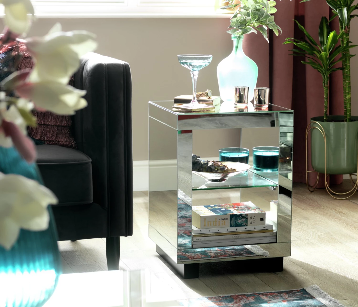 Shipping Included - Habitat Sylvie Side Table Mirrored Furniture 2 Shipping Included - Habitat Sylvie Side Table Mirrored Furniture - Image 2