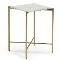 On Sale - Habitat Elba Solid Marble Side Table Brass Furniture