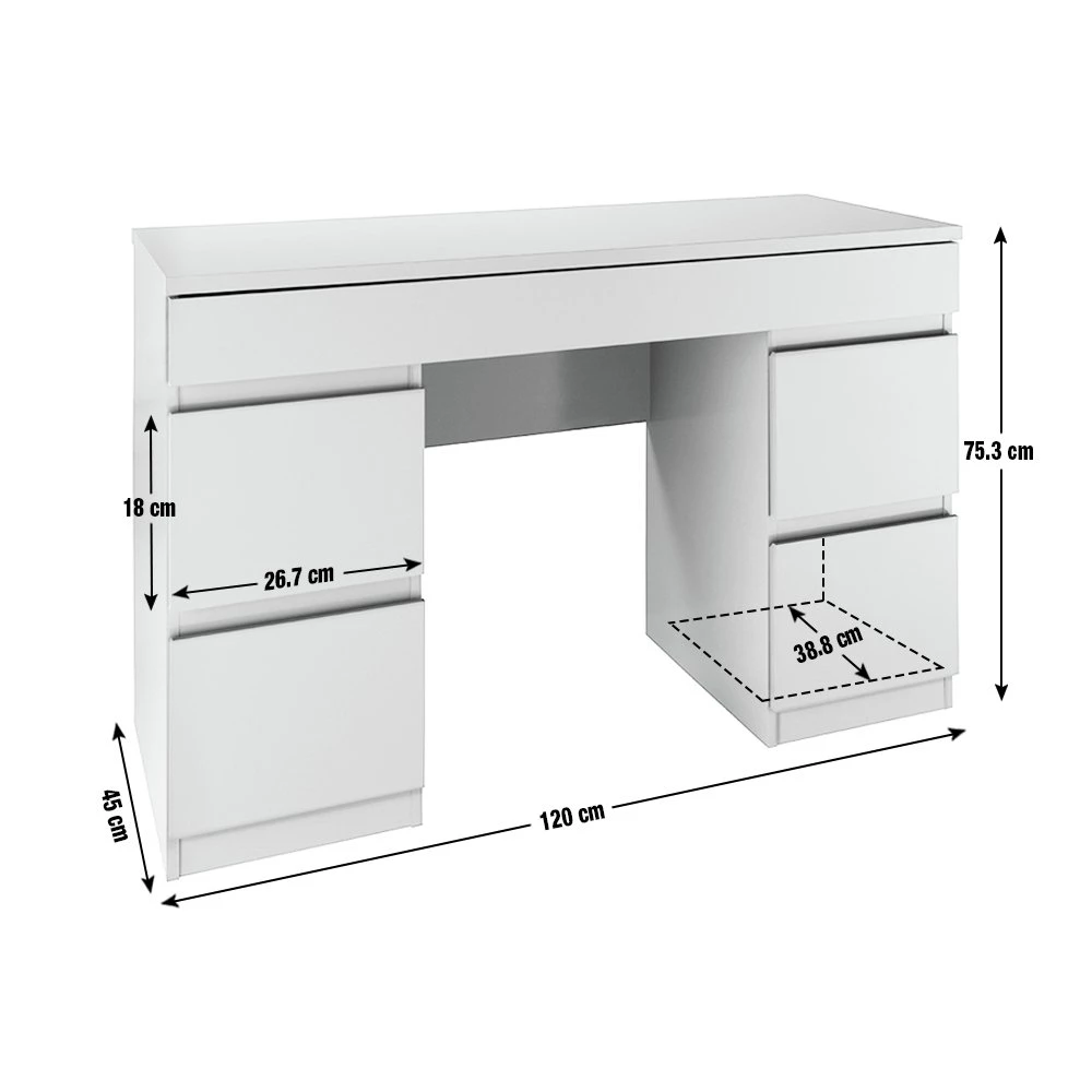 The Surprise Price - Habitat Jenson 6 Drawer Dressing Table Desk Grey Gloss Furniture 6 The Surprise Price - Habitat Jenson 6 Drawer Dressing Table Desk Grey Gloss Furniture - Image 6