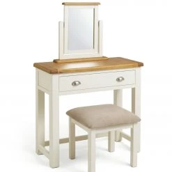 Flash Sale - Habitat Kent Dressing Table, Stool Mirror Cream/Oak Dressing Tables