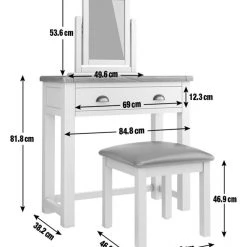 Flash Sale - Habitat Kent Dressing Table, Stool Mirror Cream/Oak Dressing Tables -Furniture Tables store online unnamed file 970